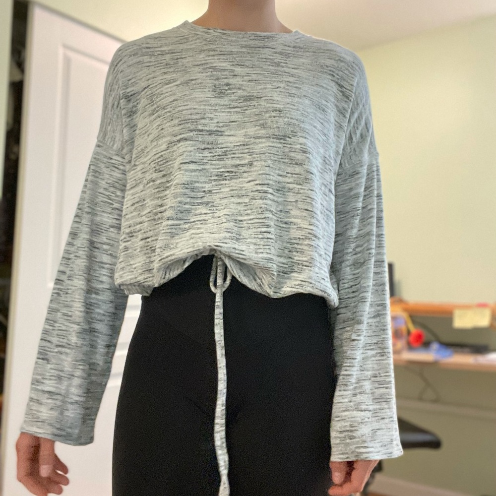 Aerie knit long sleeve - gray heather - size S